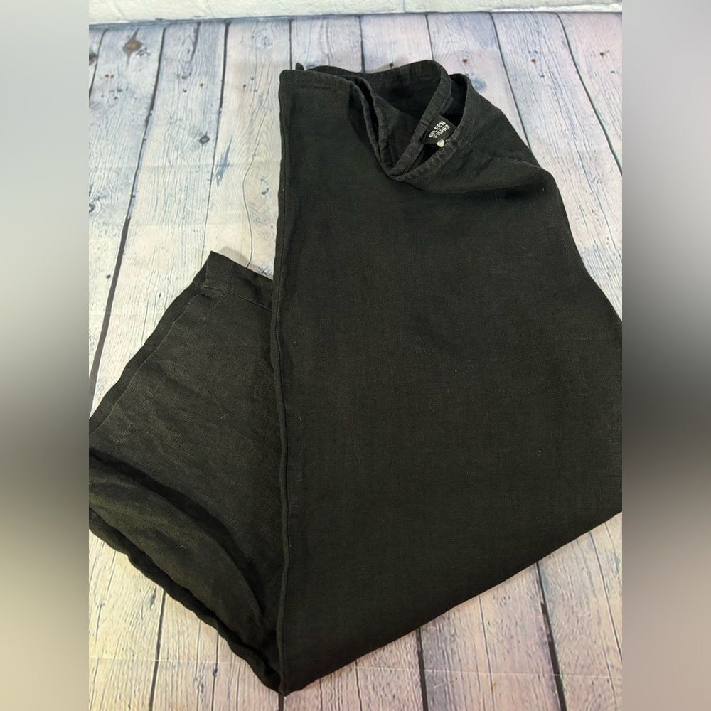 Eileen Fisher Black 100% Irish Linen Classic Casual Minimalist Crop Pants XL
